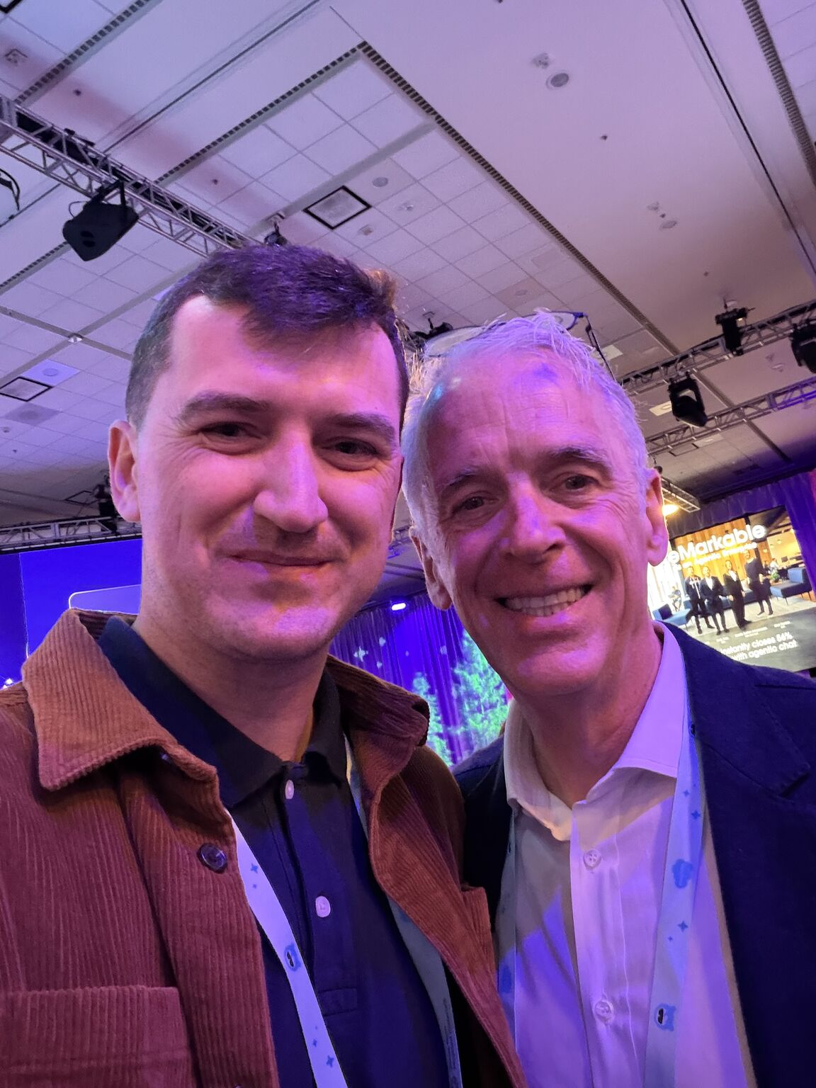 Pavel Panfil with Parker Harris, co-founder and CTO of Salesforce, at TDX ’26 in San Francisco.